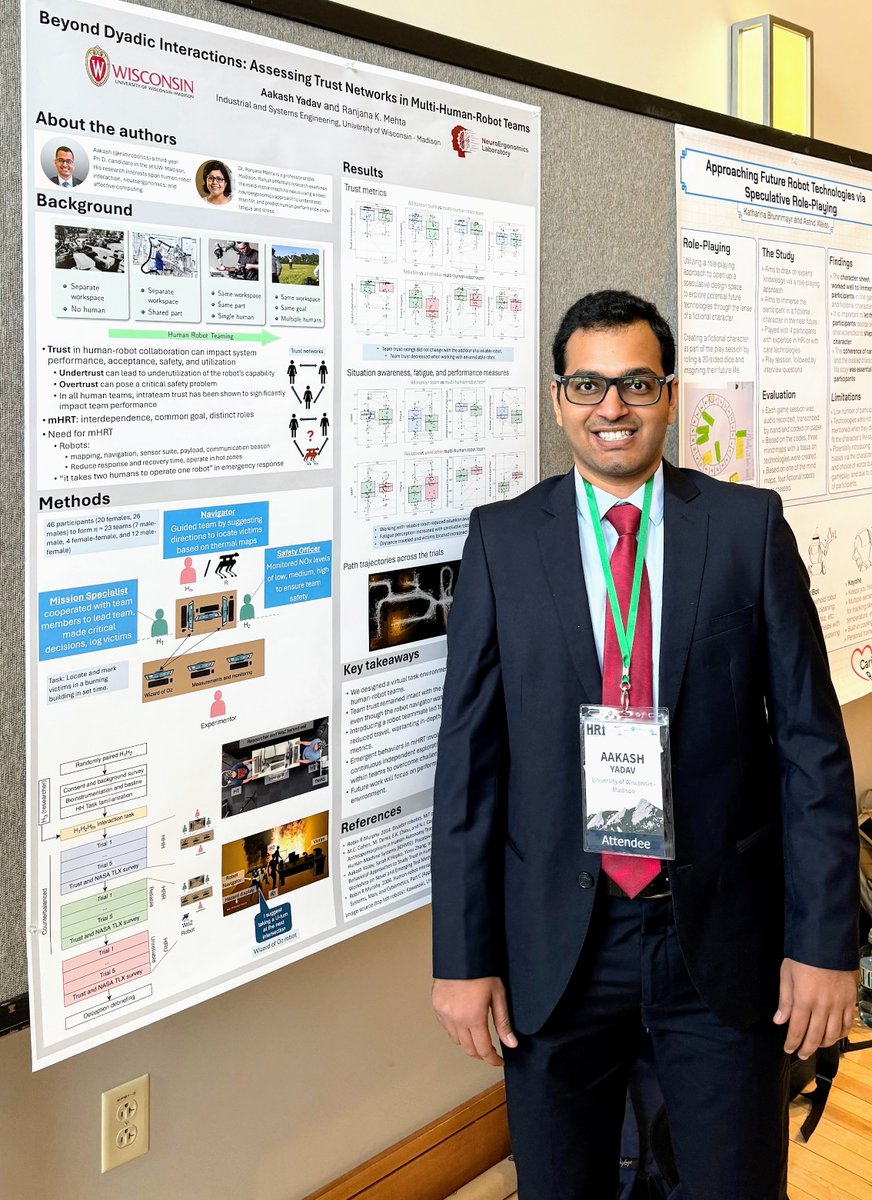 nimrobotics's tweet photo. Had a fantastic time presenting my work on multi-human-robot teaming at the 2024 ACM/IEEE International Conference on Human-Robot Interaction (HRI 2024) 🤖 in Boulder. w/w @YinsuZ @ranjanamehta 

Learn more: https://t.co/94vfPvYoZQ

@uwisye @neuro_ergo #ACM #IEEE #HRI2024 https://t.co/T6nK67hS3U