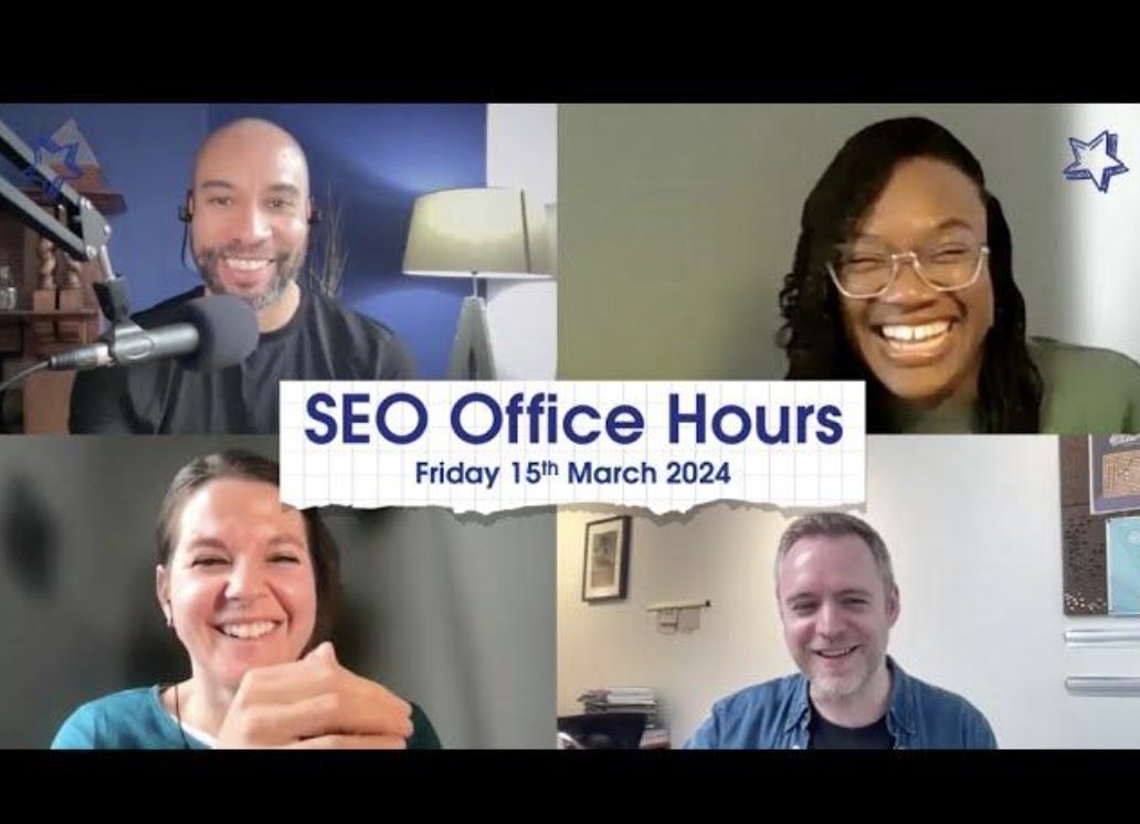 Thank you @mira_inam and @andijarvis for joining @MichaelChidzey & I on this morning's SEO Office Hours. We had one of the highest number of live attendees calling from 4 continents and 15+ cities. If you missed it, watch the episode here: youtube.com/watch?v=_uC8sE… #SEOOfficeHours