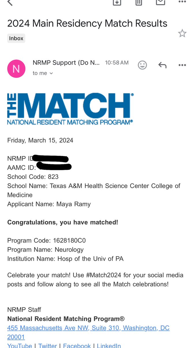 Absolutely honored and beyond thrilled to match to my #1 @PennNeurology!!! 🧠👩🏻‍⚕️

A HUGE thank you to everyone that has supported me in this journey! Being first gen in medicine makes this moment so sweet for my entire family. So so grateful!!!!! WE MADE IT!!!!!

#NeuroMatch