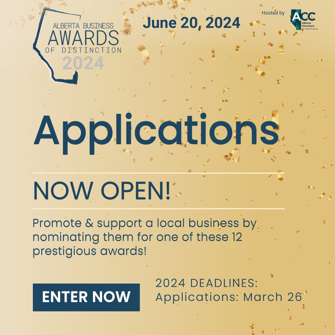 Calling all Alberta entrepreneurs! 🚀 Don't miss your chance to shine! Applications for the Alberta Business Excellence Awards are closing soon on March 26th. Apply now: abbusinessawards.com #abbiz #BusinessAwards #accabad2024 #abad2024 #abchambers