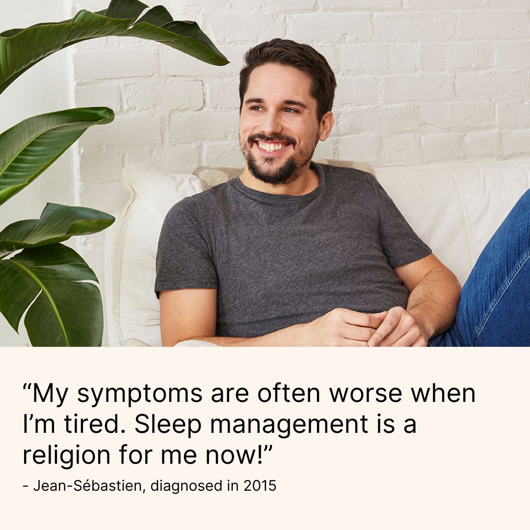 MSCanOfficial's tweet image. 🌙💤 Happy #WorldSleepDay! Today, we're reflecting on how sleep can affect life with MS. Just ask Jean-Sébastien – a restful night can make all the difference! How do you prioritize sleep in your routine? Share your tips! #MultipleSclerosis #MS