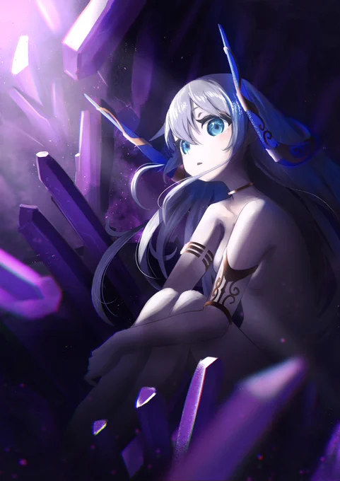 #画力変化ビフォーアフター竜人の子何百万年もの時をかけて水晶とともに成長していきます 