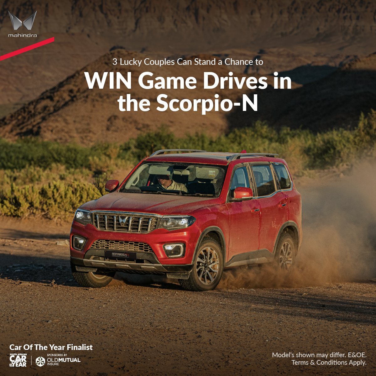 Mahindra_SA's tweet image. We're giving away a game drive experience PLUS double tickets to 3 lucky couples in the Mahindra Scorpio-N for FOBM on 23 March. ​
​
How to enter: ​
1. Like this post ​
2. Tag your adventure partner ​

Competition closes on the 21st of March at 10:00. 

*Ts &amp;amp; Cs Apply