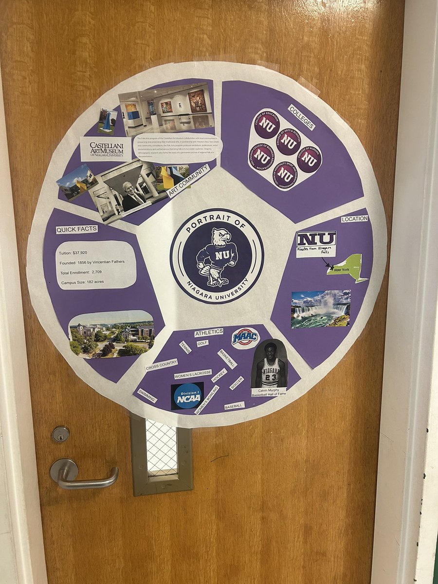 Just want to brag about this awesome college door decoration at @WeddingtonMSNC - not only is it a spitting image of our #UCPSPOG but Mr. Rimmer made it to scale with some 6th grade math students 💪🥰 @AGHoulihan @SusanRodgersS4