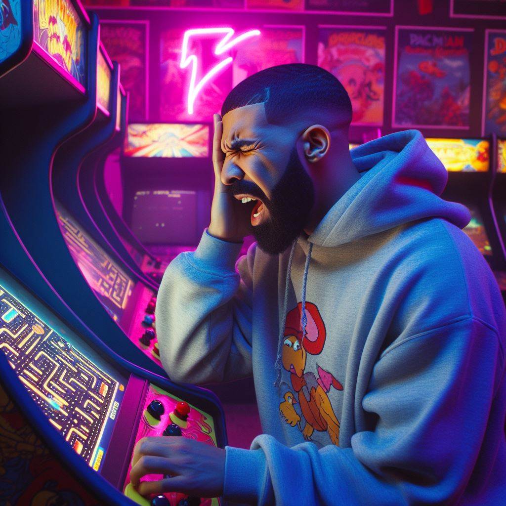 Drake learns his Pac-Man high score has been beaten by an anonymous player named "THANO."