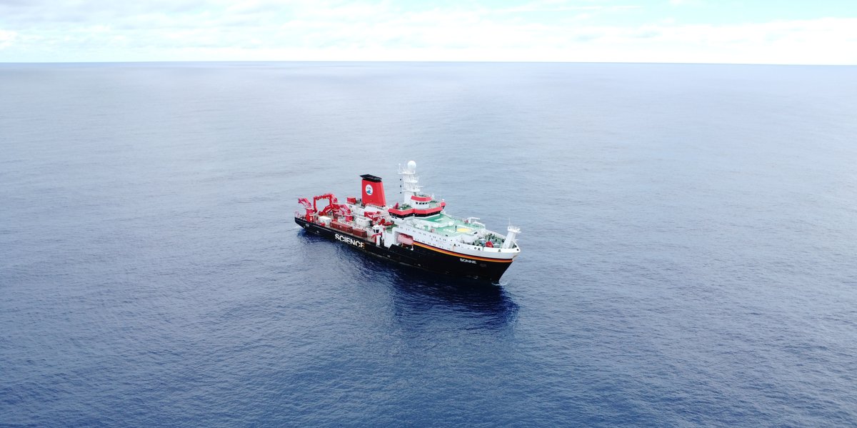 Back from expedition SO303. Might share some insights soon. For now, a drone pic of RV SONNE I took in the #IndianOcean, looking like a toy ship. It highlights the #ocean's vastness &amp; the challenge of "fishing" data out of it. Still so much out there to discover. #marinescience
