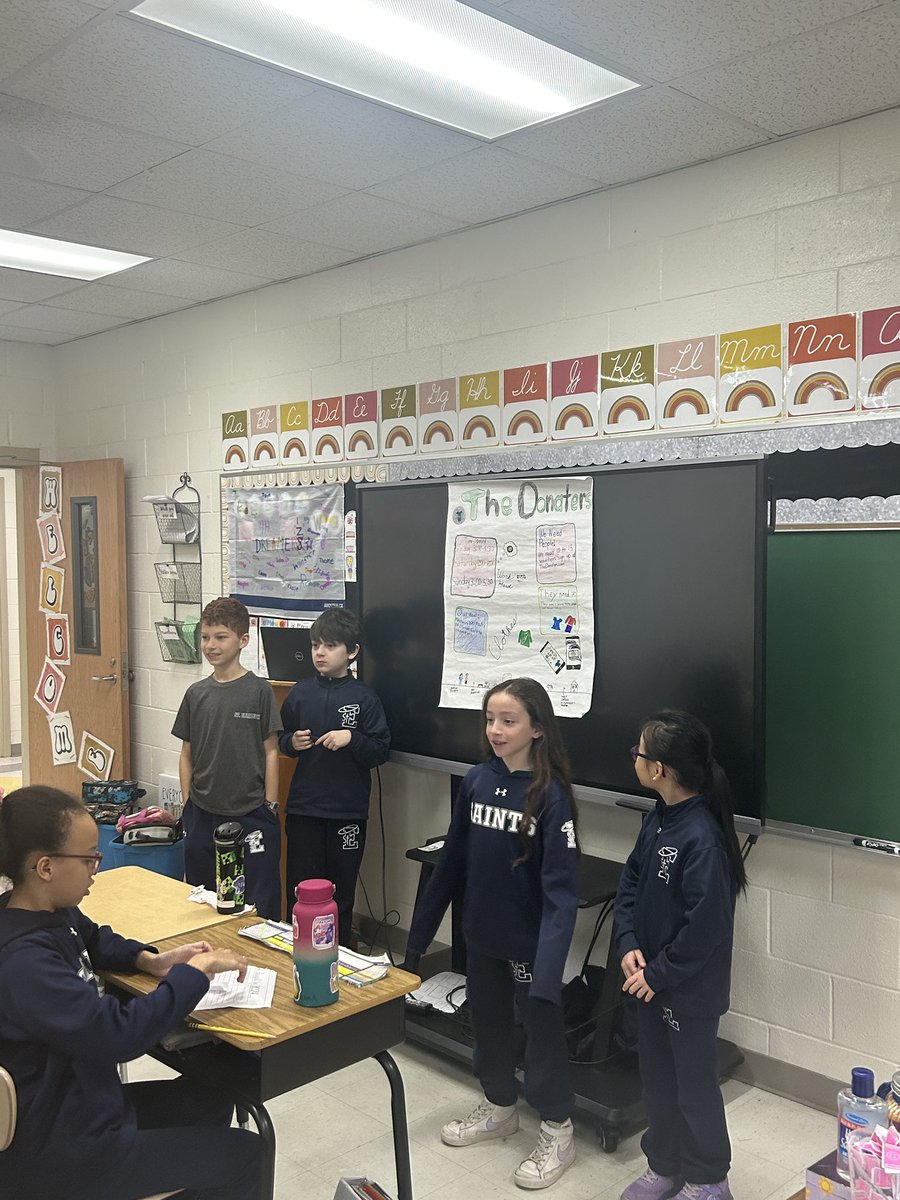Mrs. Holm’s 4th gr combined Language Arts & Religion class to answer: How can we help our community?Students worked in small groups to create a vision board We can’t wait to see how these students change the world with their generosity & commitment to our community! #ADWcommUNITY