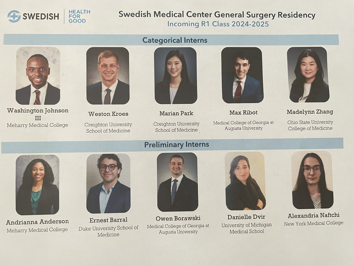 marchortonmd's tweet photo. Swedish Gen Surg Residency 24-25 R1 class. A great day! @SwedishSurgRes @ProvSwedish @MeharryMedical @selwyn_rogers @uchicagosurgery https://t.co/WG4Xu9pvrO