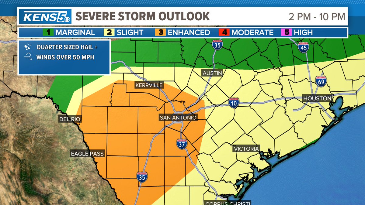 Damaging winds, large hail, and flooding are all threats with these storms. Updates on @kens5