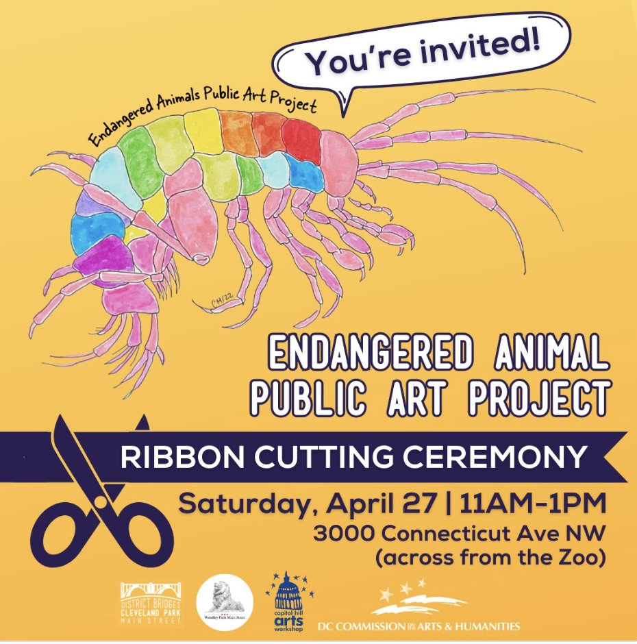 #RT: It's almost time to meet the new endangered animal lamppost sculptures that will call Conn. Ave home! Join us for a ribbon-cutting ceremony on April 27 from 11AM to 11PM. This event is in partnership with @CleParkMainStDC & with support from @TheDCArts & @CHAWinDC.
.
#WPMS