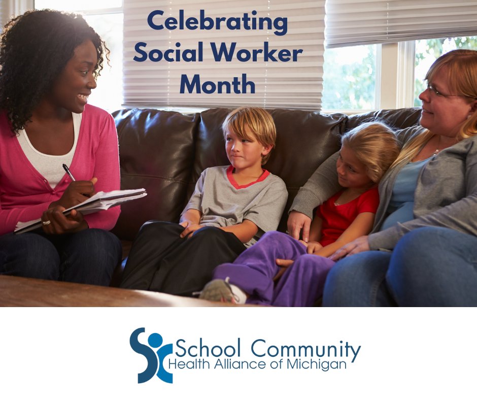 SCHA_MI's tweet photo. March is Social Work Month a time to recognize the vital role of social workers in building stronger, more resilient communities. Thank you to all the dedicated professionals who work tirelessly to support and empower those in need! ##SWMonth2024 https://t.co/TZ7e8kVanl
