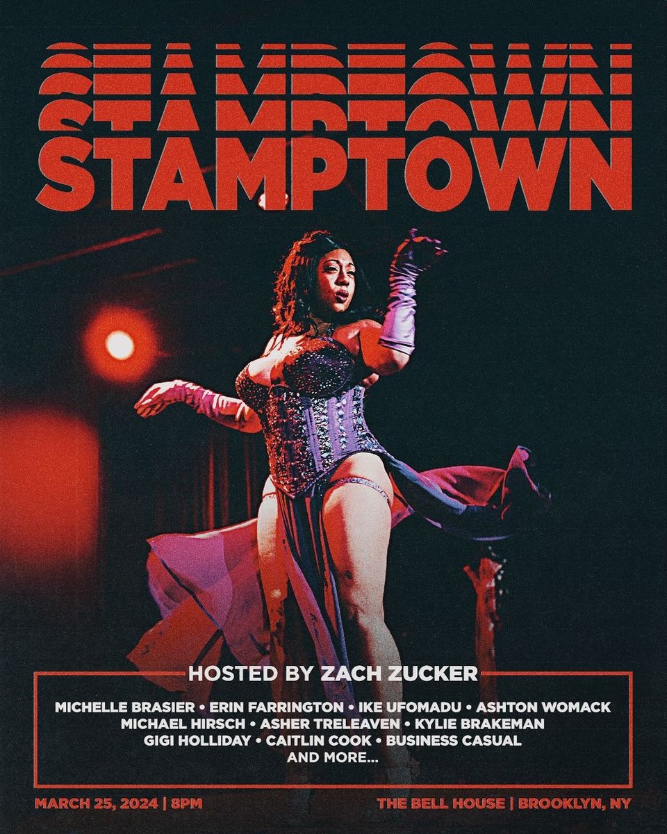 MON 3/25: A raunchy, chaotic, and fringe experience, @stamptown_ is a late-night variety show hosted by the bad boy of clown, @Zach_Zucker!

Featuring @michellebrasier @erinfarrington @ikeminded @AsherTreleaven @deadeyebrakeman @GiGiHolliday + MORE!

🎟️: tinyurl.com/38mw3ncj