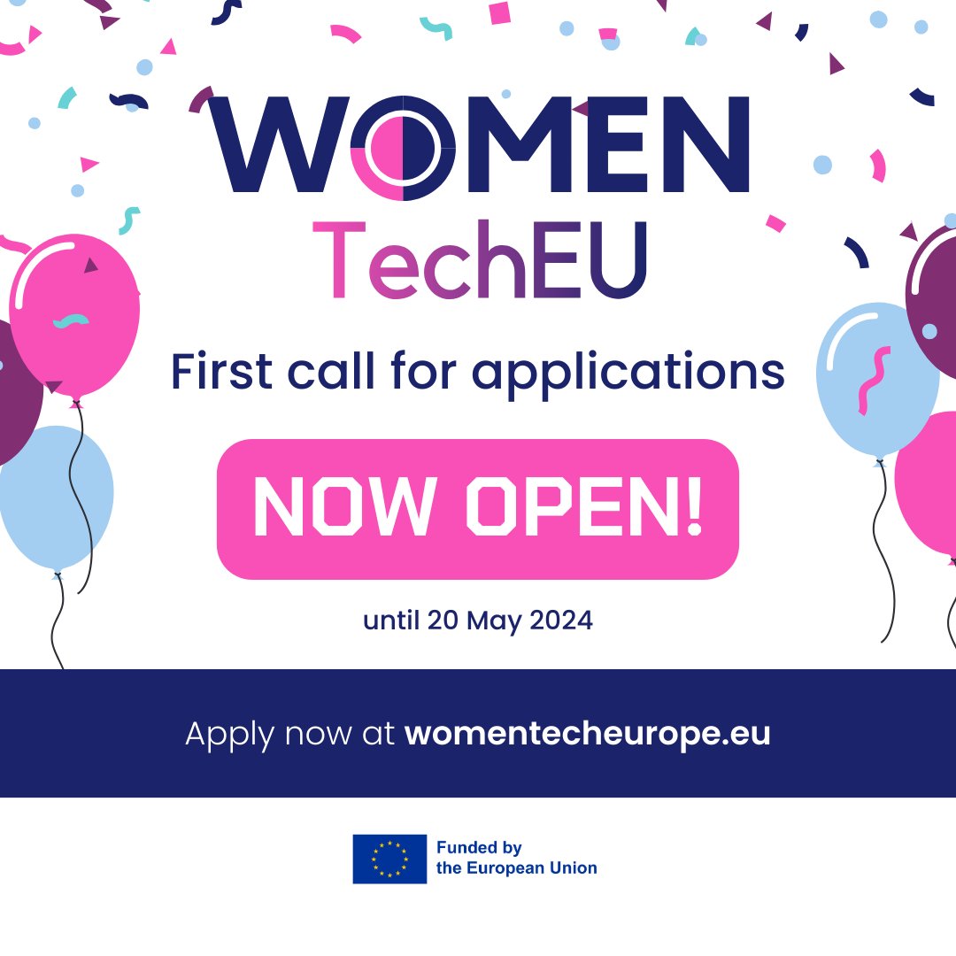 ❗Attention women in deep tech❗ The first call for #WomenTechEU applications is now LIVE! Apply now through our website for the chance to receive a €75,000 grant (equity-free funding) and additional business support services: womentecheurope.eu #WomenInTech #deeptech