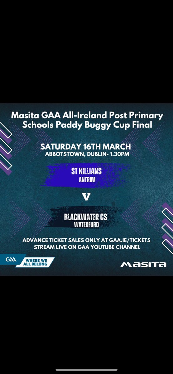 Best of luck to BLackwater Community School tomorrow in the All Ireland Final and the St Oliver’s lads involved ##naomhoilibheirabu