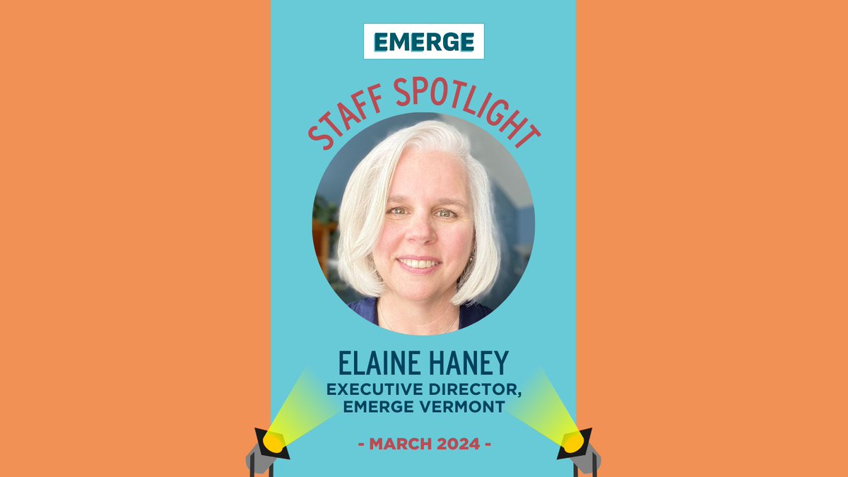 EmergeAmerica's tweet photo. Rolling out a new feature...the Emerge Staff Spotlight! Each month we will be introducing you to one of our outstanding team members around the country. 

March's spotlight is on Elaine Haney, Emerge Vermont's Executive Director! 
Learn about Elaine here: https://t.co/RHDHUoPZq5 https://t.co/7yrEfgY8Xw