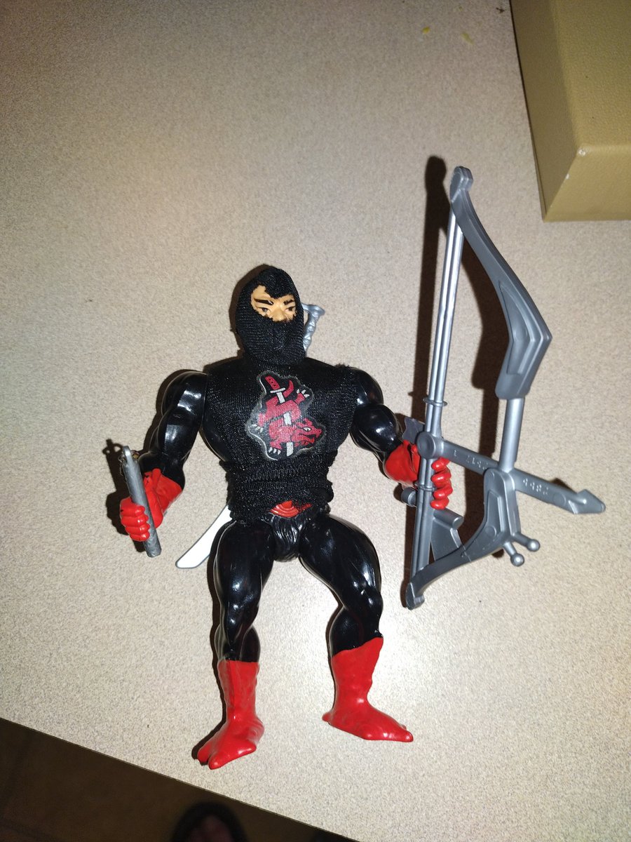 2000Adam's tweet image. 1987 vintage MOTU "Ninjor" figure.