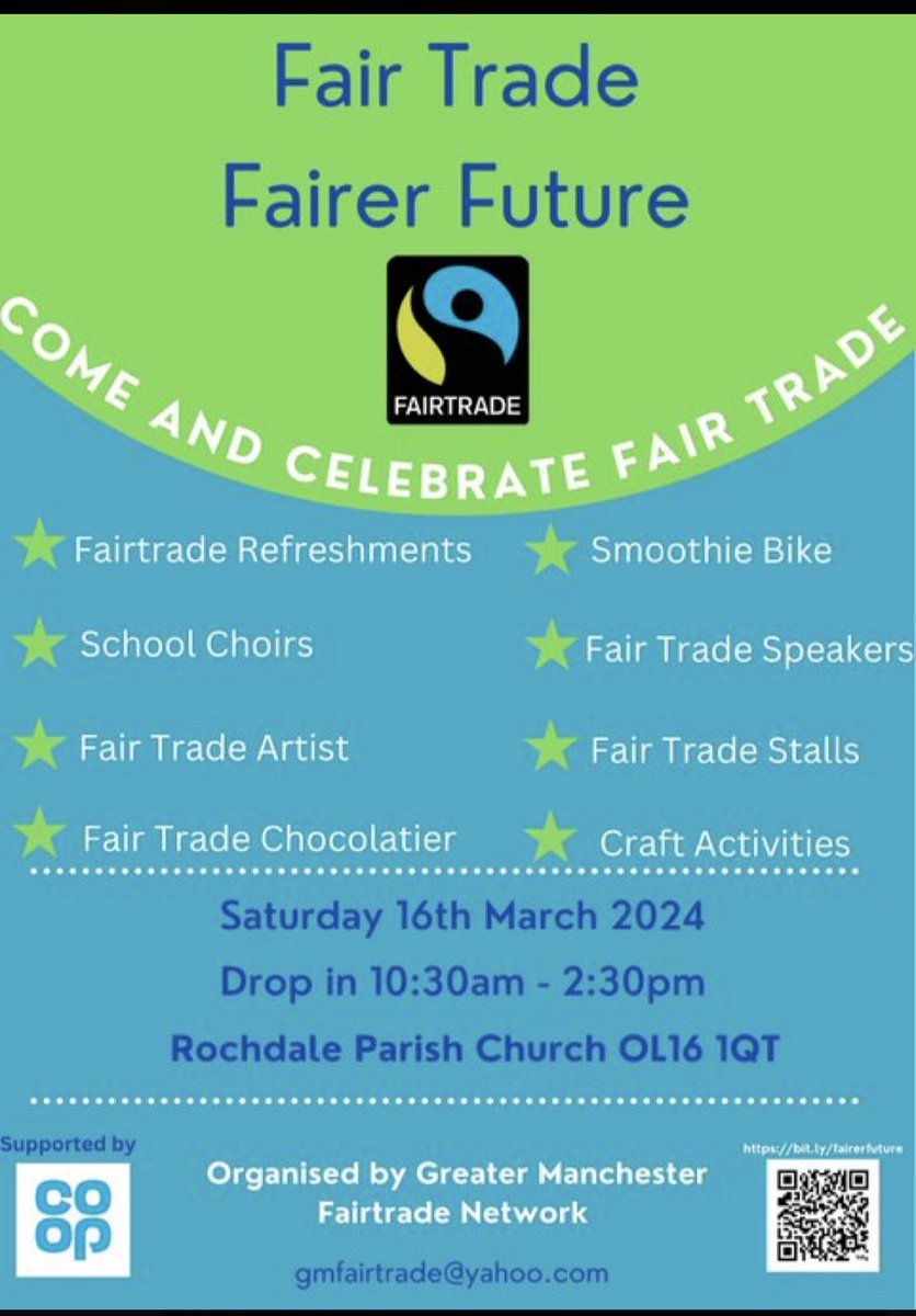📣📣Fair Trade event tomorrow supported by ⁦@coopuk⁩ with ⁦@RochdaleParish⁩ don’t miss it #fairtrade
