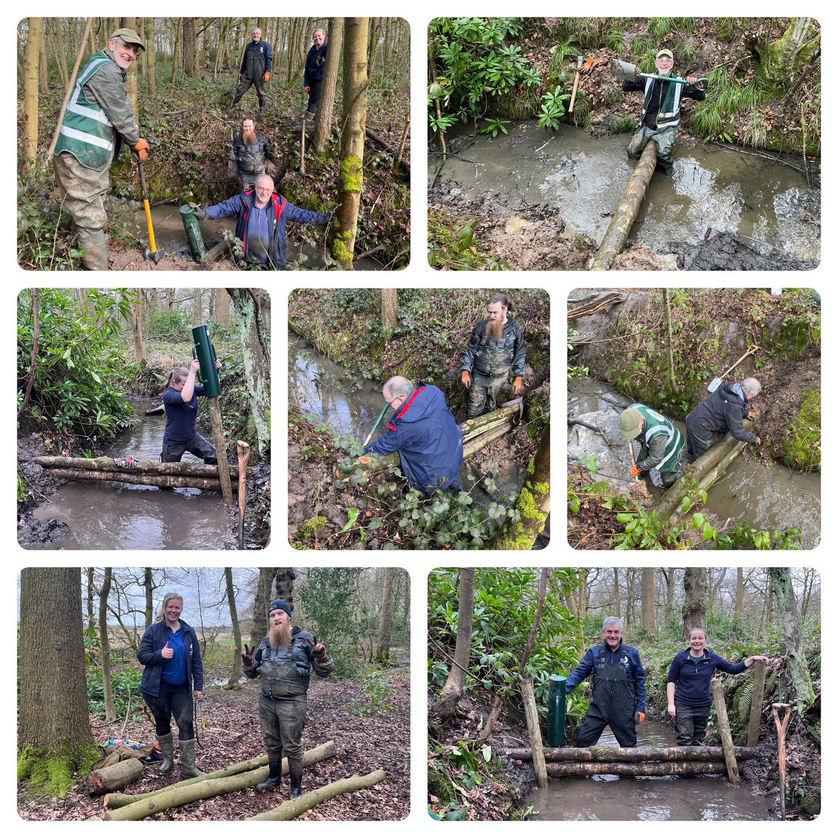 Very productive couple of days building leaky dams in Croxteth Brook. BIG thanks to our volunteers, including @cpvolgroup and The Littlewoods of Stockbridge Association #NFM #Volunteer @KnowsleyParks