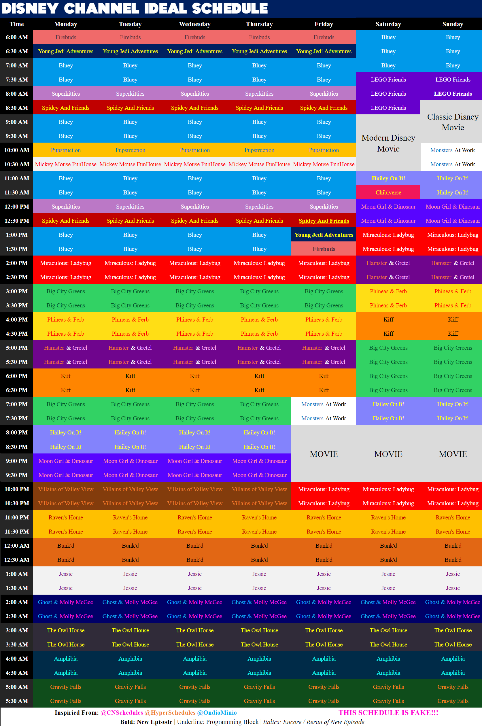 Ideal Tv Schedules on X: &ldquo;Ideal Disney Channel Schedule! Bluey 