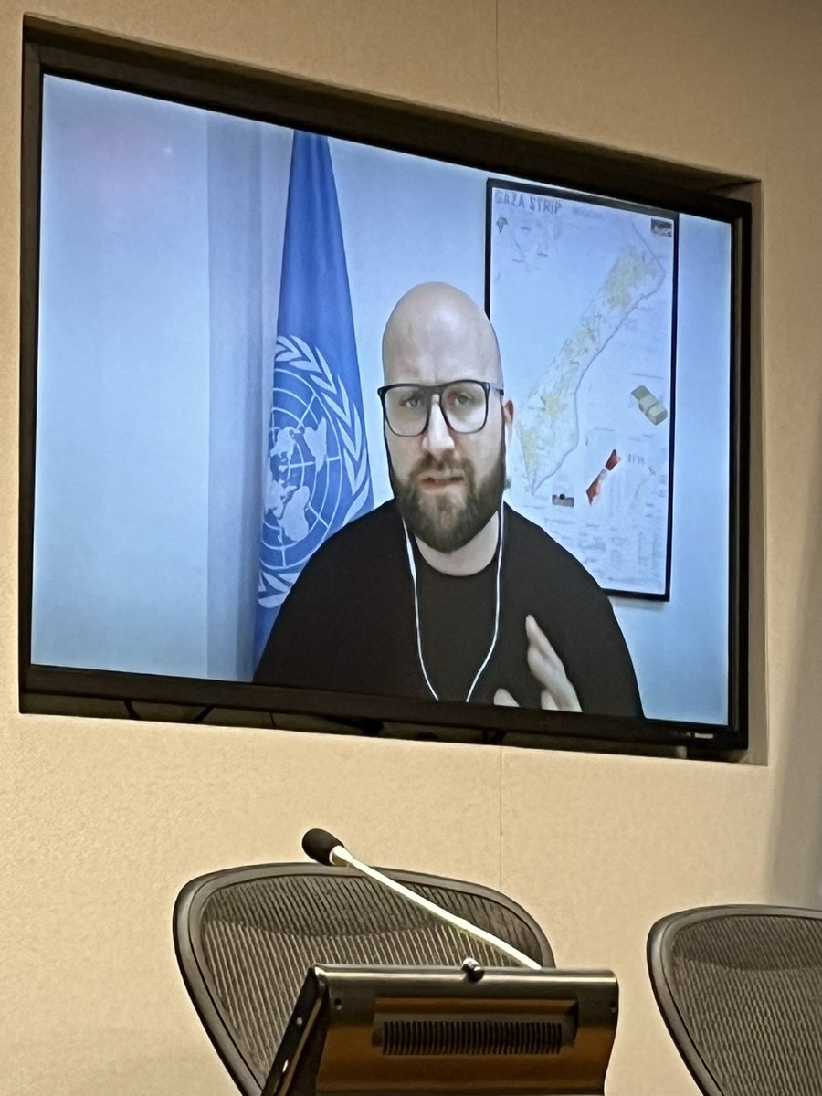 Dominic Allen, <a href="/UNFPA/">UNFPA</a> Representative for the State of Palestine, is briefing journalists after spending a week in Gaza. 

Some of what we said:

What we are seeing in Gaza “is much more than a humanitarian crisis. It’s a crisis of humanity and the situation is beyond