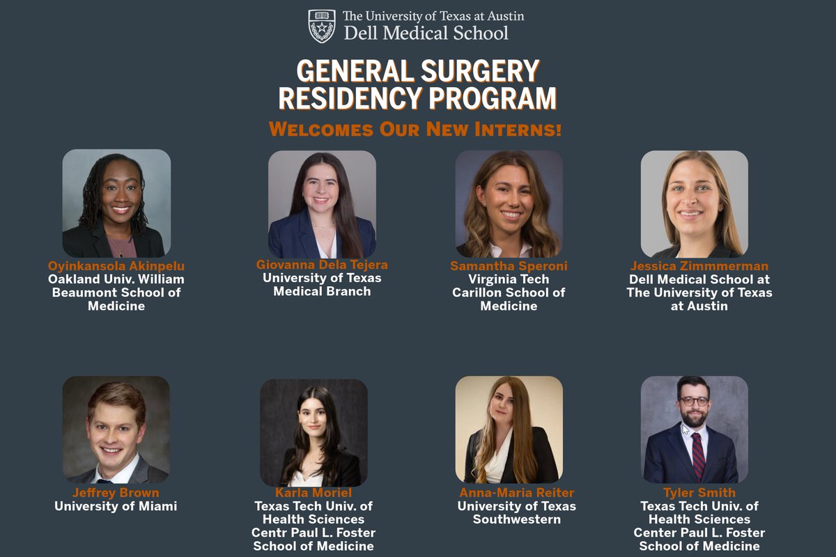UTGenSurgery's tweet photo. We are so excited to introduce our newest class of @DellMedSchool surgery interns! We can’t wait to work with all of you!

#hookem #gensurgmatch2024 #match2024 #MatchDay2024  #utaustin https://t.co/sgXXsh944s