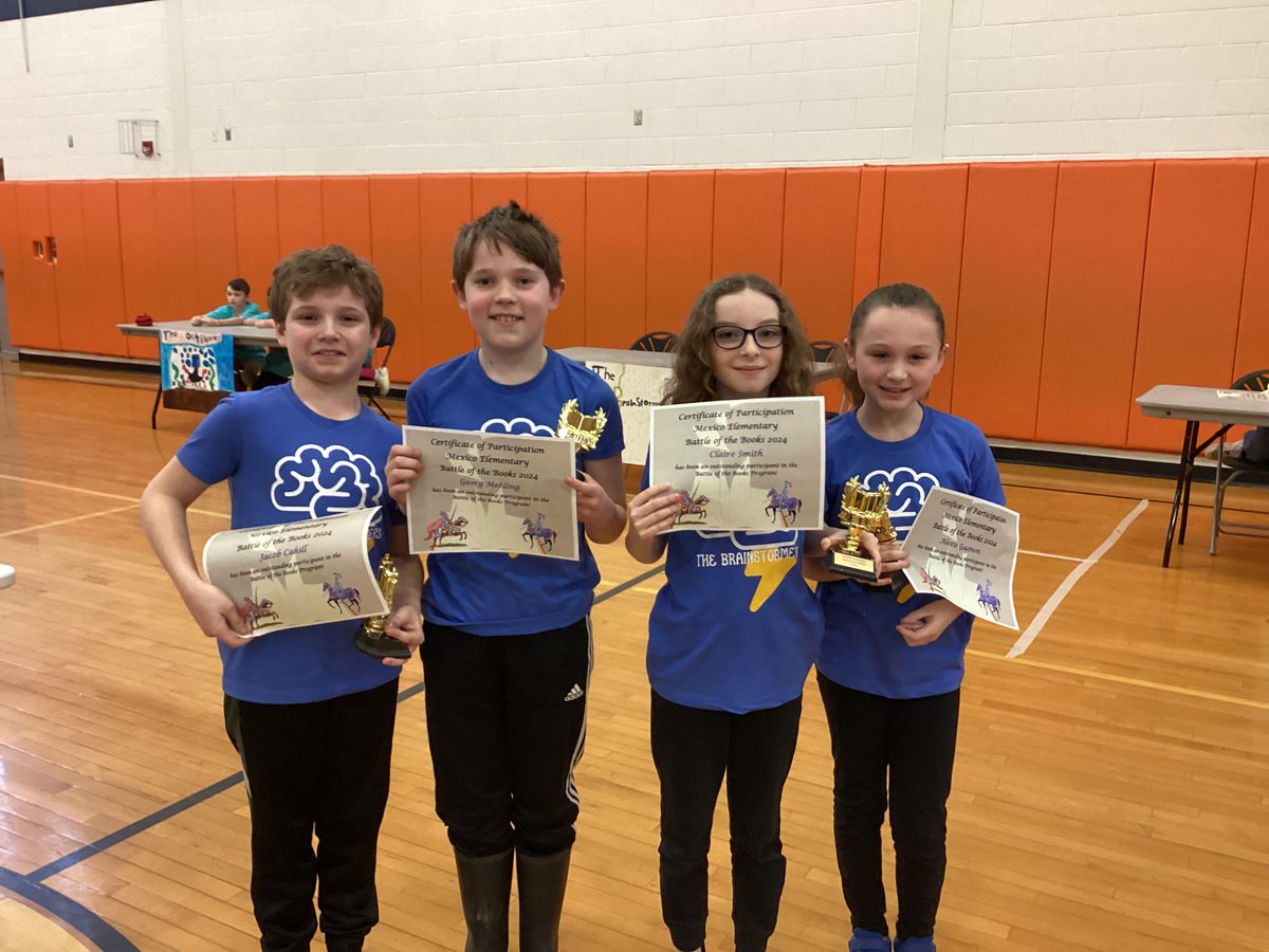 MACSPride's tweet photo. Mexico Elementary had its Battle of the Books earlier this week, with The Brainstormers and Book Brains advancing as the top two teams to the district battle! Awesome job to all our competitors on a great competition! 📚 https://t.co/SeE8FHCE9D