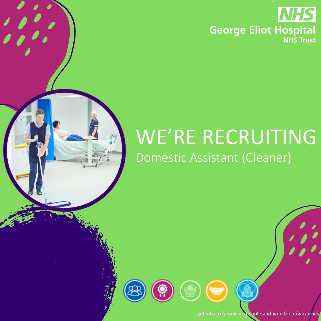 We are looking for Domestic Assistants (Cleaners) to join us here at George Eliot. If you are interested in this role, please apply here: beta.jobs.nhs.uk/candidate/joba… #NHS #Teameliot #Careers