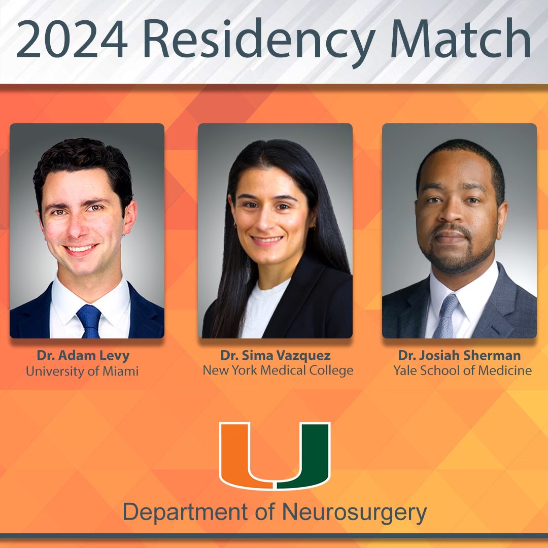 Sooooo excited about our incoming 2024 class! Congratulations, Dr. Sima Vazquez, Dr. Josiah Sherman, and Dr. Adam Levy! Welcome to @UMneurosurgery! 🙌