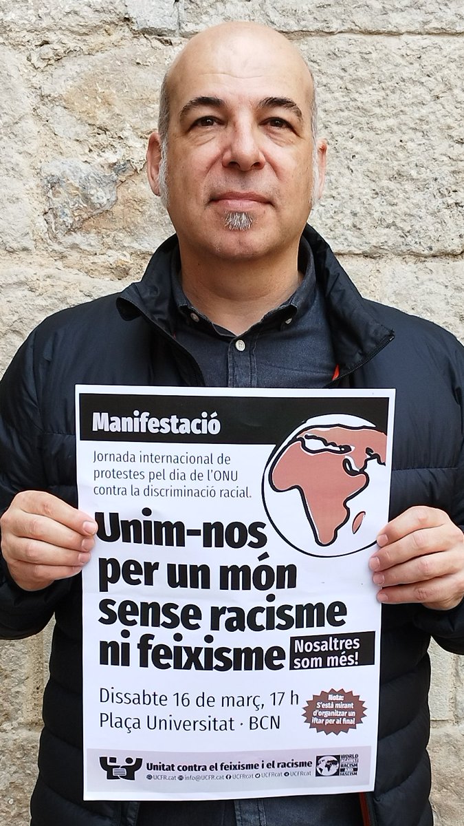 En <a href="/davidminoves/">David Minoves</a> <a href="/elciemen/">CIEMEN</a> fa crida per la mani #16M · Unim-nos per un món sense el racisme ni el feixisme #WorldAgainstRacism 

Ds 16 de març, 17h Pl. Universitat, BCN 
+info: ucfr.cat/2024/02/15/man…… 

#ProuRacisme #ElPEMAmata #RegularizacionYa #StopVox #StopAliançaCatalana