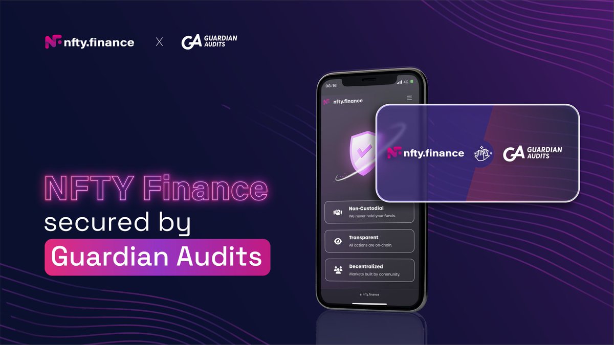 We are excited to announce that the NFTY Finance V1 Protocol Contracts have been successfully reviewed and audited by @GuardianAudits. It was a pleasure working with their amazing and brilliant team to throughly review and analyze the NFTY Finance V1 Contracts.