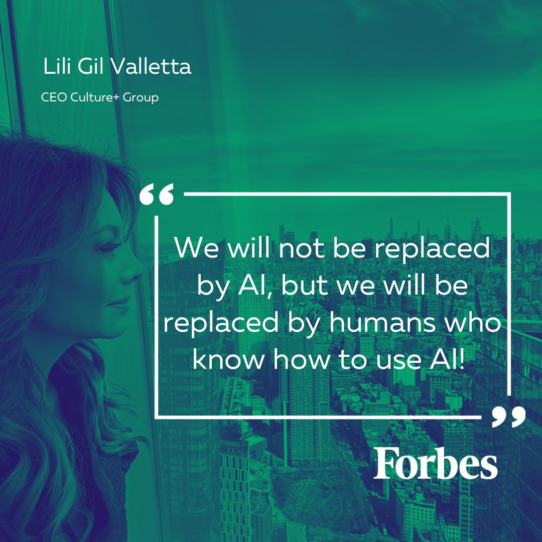 Quoted today by @Forbes @Forbes_Agency “We need to empower our teams to redefine their relationship with AI, viewing it not as a cheat or a threat, but as an enhancer of human greatness. We will not be replaced by AI, but we will be replaced by humans who know how to use AI!