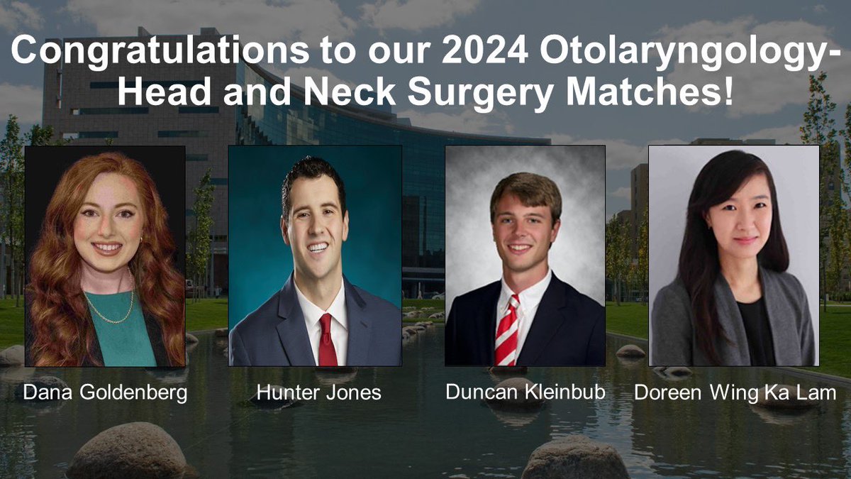 CleClinicHNI's tweet image. Congratulations and welcome to our new matches for the upcoming residency program academic year!

Dana Goldenberg
Hunter Jones
Duncan Kleinbub
Doreen Wing Ka Lam

#otomatch2024 #matchday2024