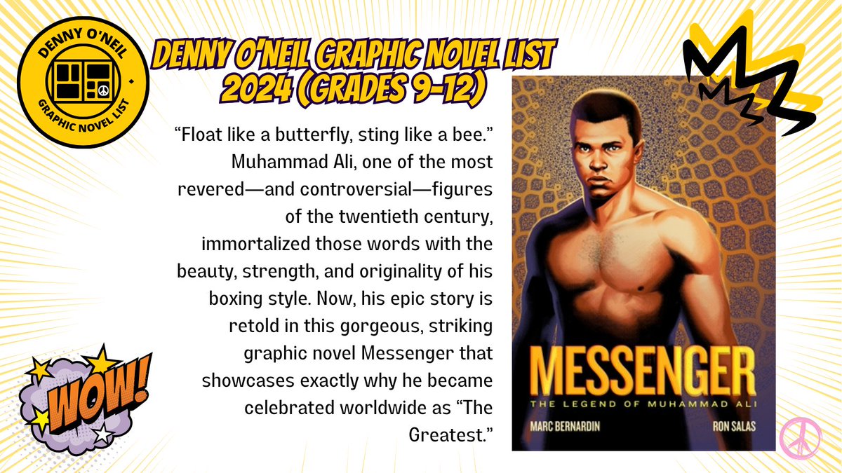 Check out Messenger - one of the awesome graphic novels on the Inaugural Denny O'Neil Graphic Novel List - grades 9-12 #maslsc @MASLOnline #dennyoneil #muhammadali @marcbernardin @ronsalas