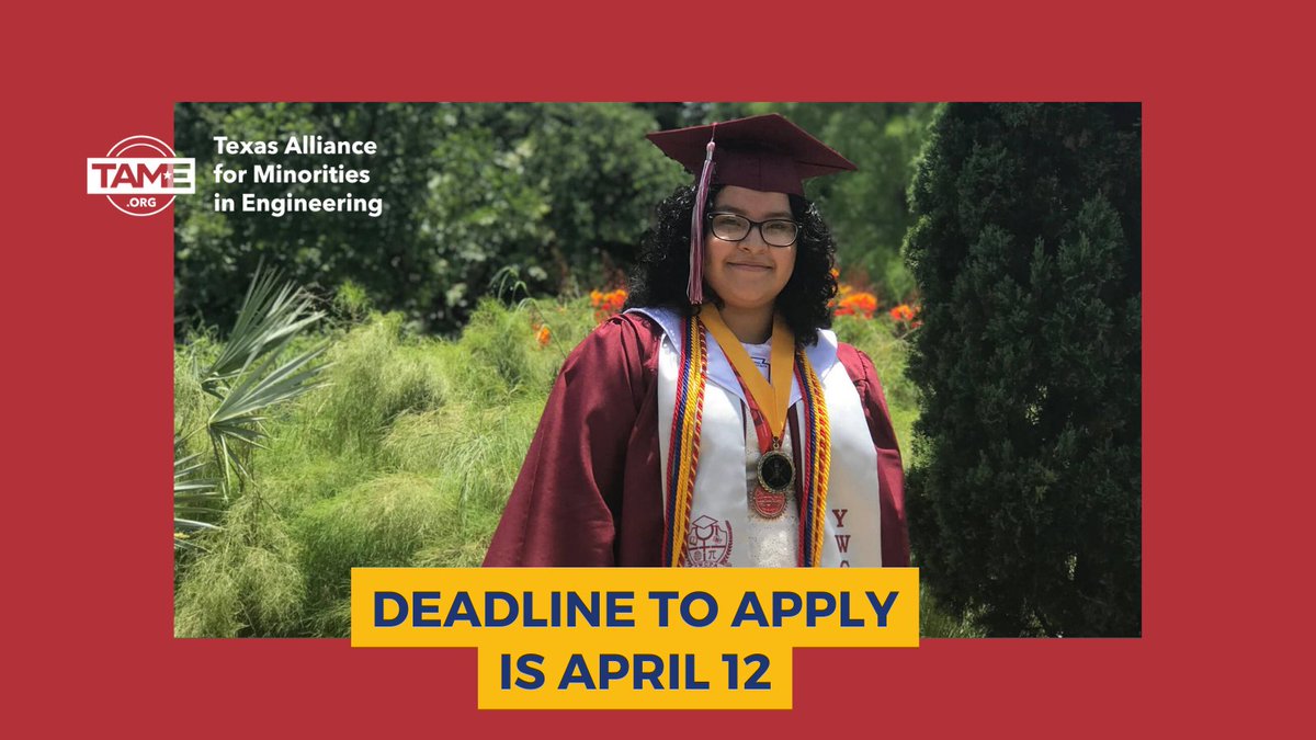 The weekend is here, so take a beat and knock out the application for the TAME Scholarship! Awards are $500 to $2,000. Application is open to graduating seniors who participated in TAME programs and plan to major in STEM. bit.ly/TAMEscholarship