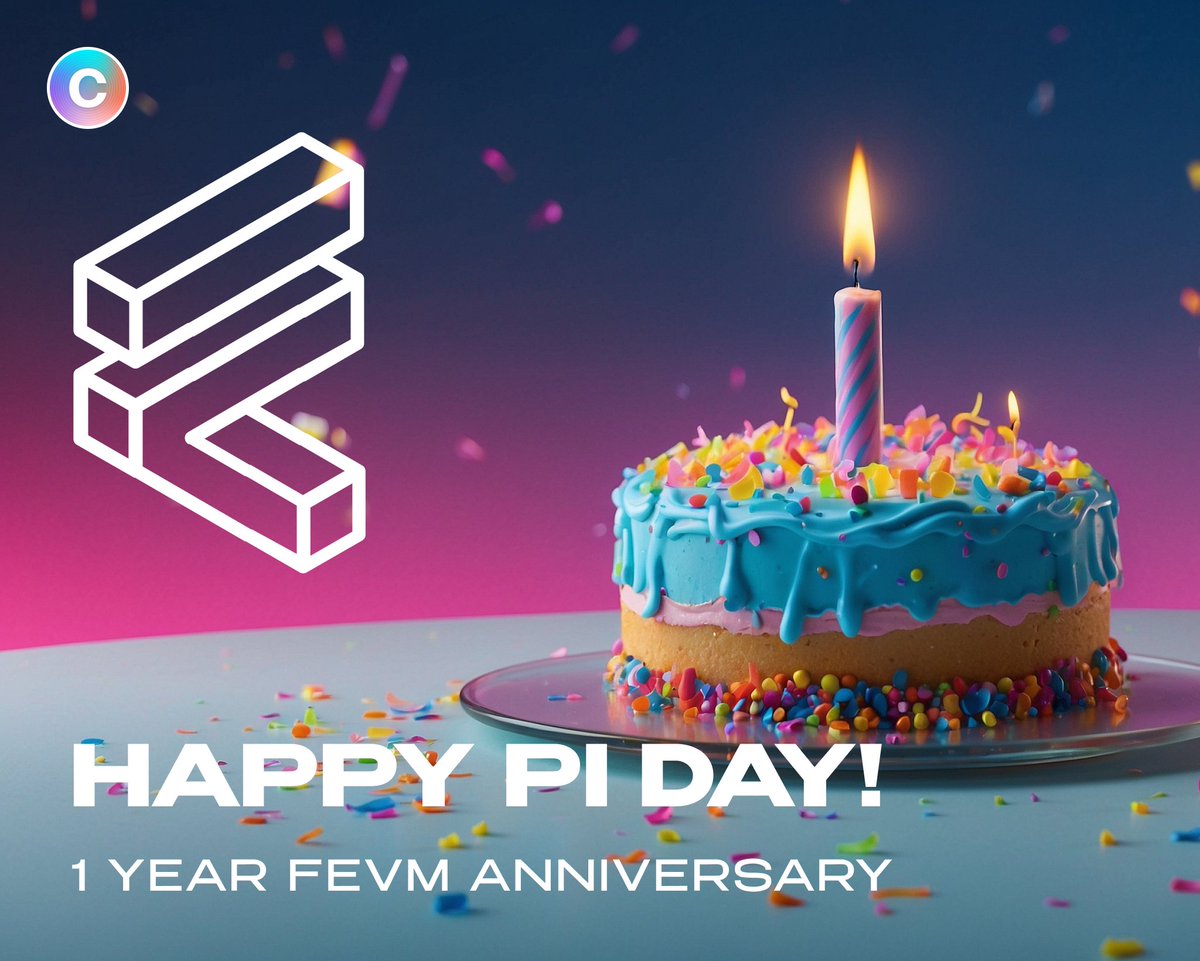 🥂 Happy Pi day! 

Congratulations to <a href="/fvmdev/">Filecoin Virtual Machine</a>'s and @filecoin community with 1 Year #FEVM anniversary!