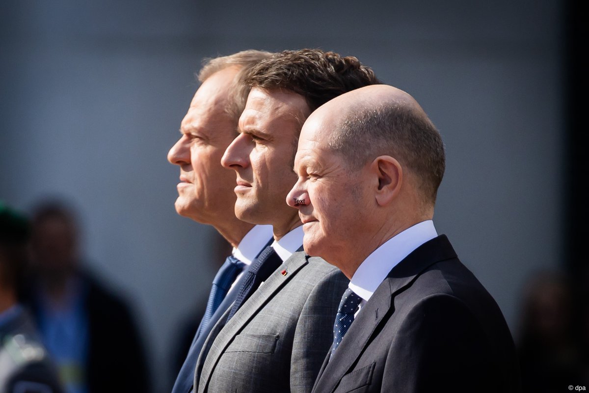 Strong show of unity of purpose by Germany, France & Poland. We work jointly to increase support to Ukraine with more military production & weapons deliveries. Chancellor Scholz, President Macron & Prime Minister Tusk have a clear message: The people of Ukraine can count on us.