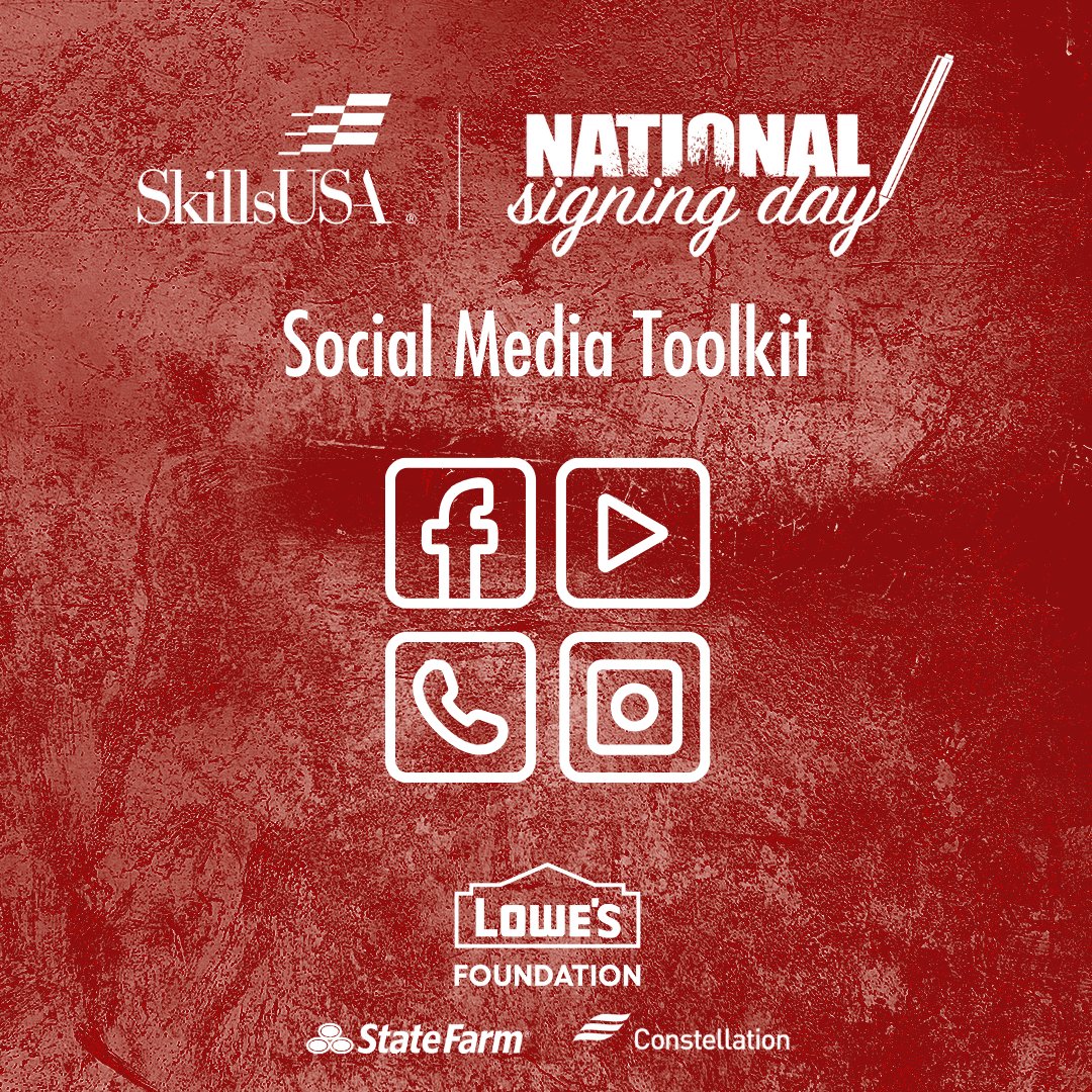 The SkillsUSA National Signing Day Social Media Toolkit is here! Get ready to amplify your event with customizable graphics, ready-to-use posts and tips to engage your audience. Visit signingday.skillsusa.org to access the official toolkit! #SkillsUSANationalSigningDay