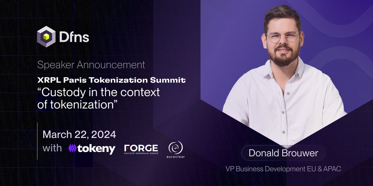 Dfns is attending Tokenization Summit by @xrpl_commons 👋 Don't miss out on our participation on the panel about “Custody in the context of tokenization” featuring Donald Brouwer from @dfnsHQ, Luc Falempin from @TokenySolutions, David Durouchoux from @SocieteGenerale (FORGE) and…