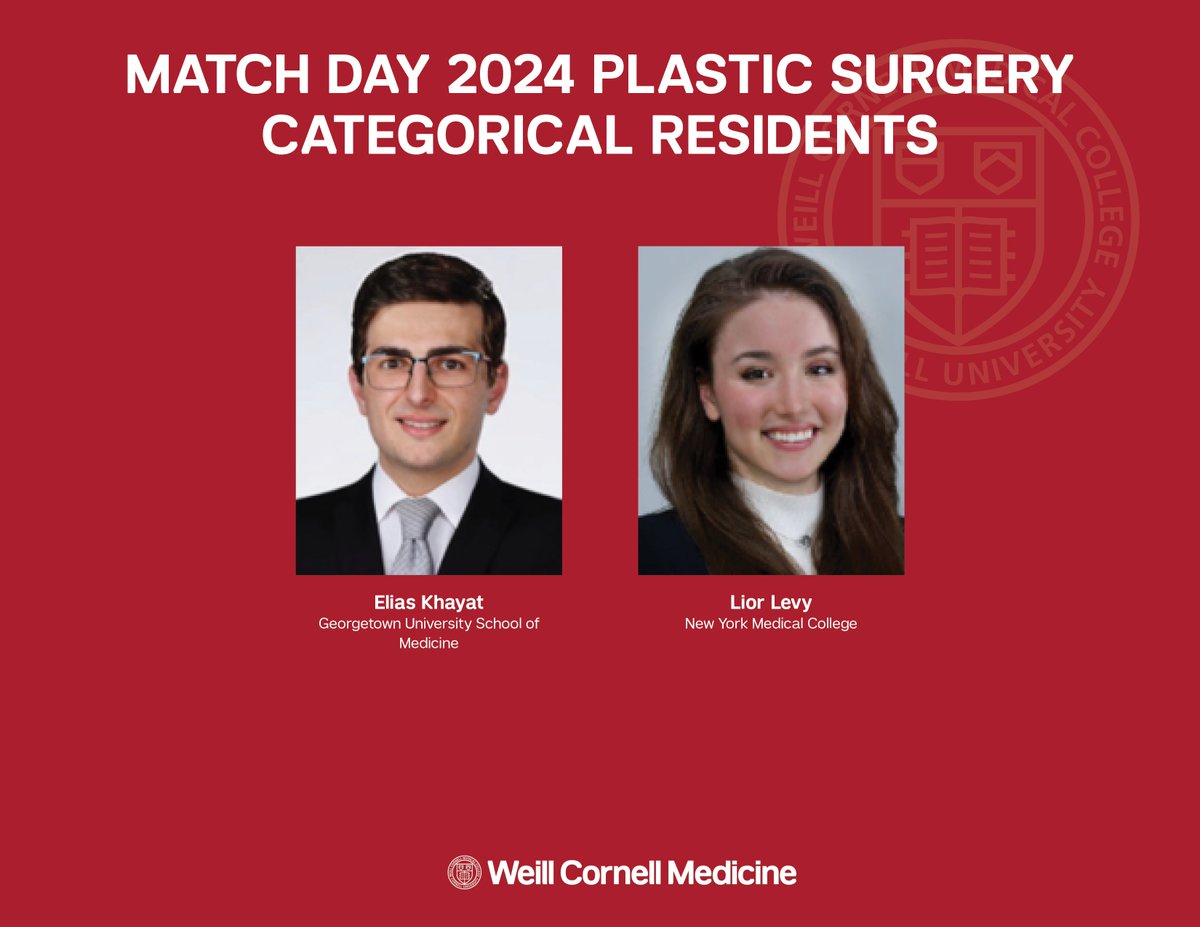 Join us in congratulating the new <a href="/WeillCornell/">Weill Cornell Medicine</a> surgical intern class! We are excited to have matched an extraordinary team of young talent and leaders to join the #WCMSurgery family! #WCMMatchDay #MatchDay2024 #Match2024