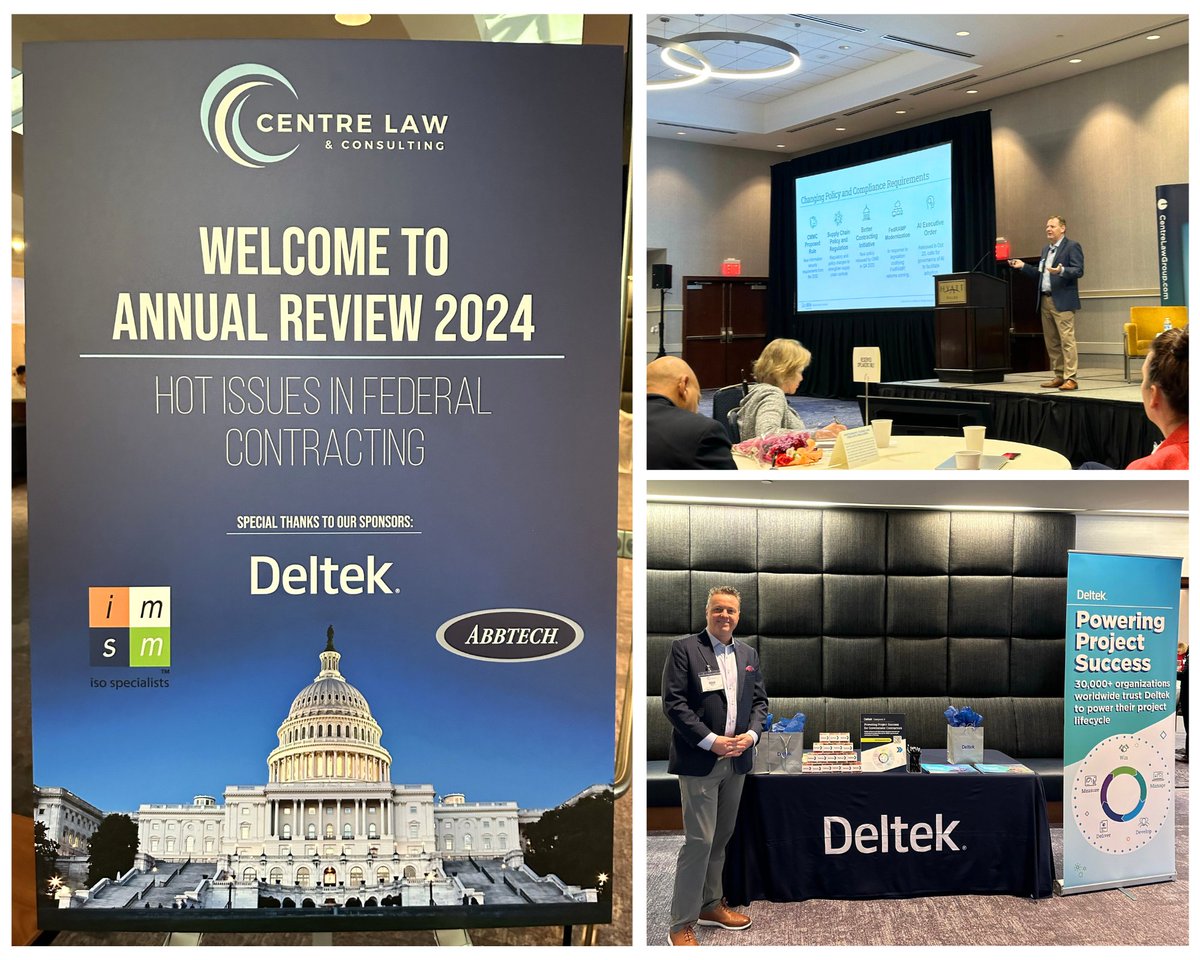 Deltek was a proud sponsor of the 2024 Centre Law & Consulting Annual Review Conference, where our very own Kevin Plexico took the stage to discuss trends & opportunities in the #govcon market.