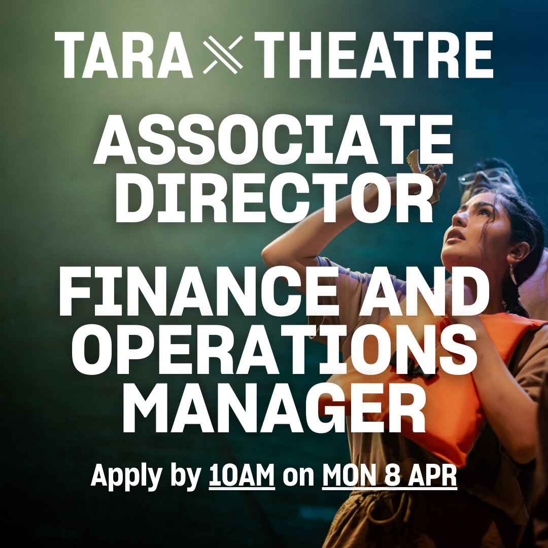 TaraTheatre's tweet image. ARTS CALLOUT – WE ARE RECRUITING 🎉

Tara Theatre are hiring an Associate Director as well as a Finance and Operations Manager

Come join our team!

For details on both positions and information on how to apply, visit our website linked below:

taratheatre.com/about/work-wit…