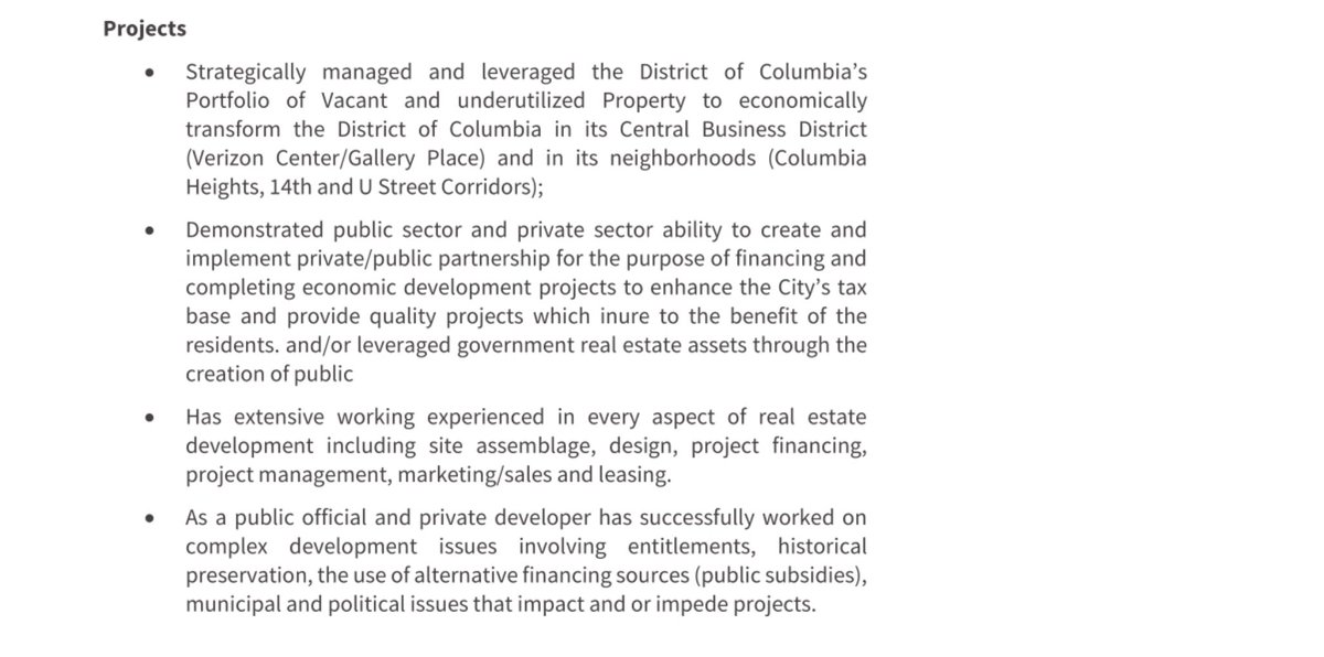 Happy #FOIAFriday! After I heard Jack Evans was consulting on a D.C. 'sports study,' I FOIA'd bid docs from the firms that hired him. D.C. denied me outright.

I appealed, and the city agreed to send me a redacted version! Enjoy a look at Evans' resume:
documentcloud.org/documents/2448…