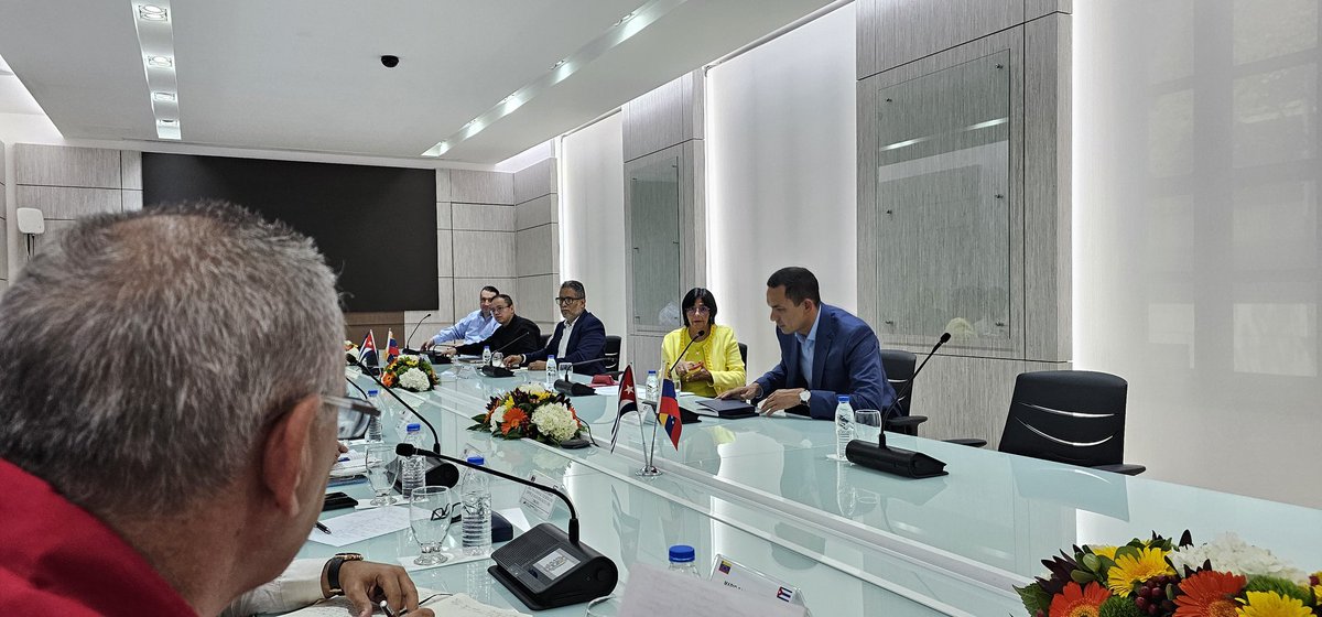 lorenzokiki's tweet photo. Reunión embajador Cubano Dagoberto Rodríguez, presidente de la cámara de comercio Antonio Carricarte y empresarios cubanos con la vicepresidenta de Venezuela Delcy Rodriguez, en el marco de oportunidades de negocios para ambos países https://t.co/DcrZDphkUi