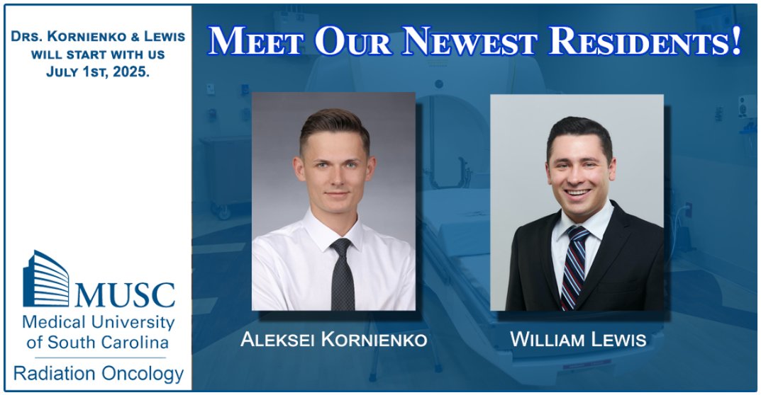 Excited to welcome Drs. Kornienko and Lewis to the MUSC Department of Radiation Oncology Residency Program! <a href="/MUSChealth/">MUSC Health</a> <a href="/muschollings/">MUSC Hollings Cancer Center</a>