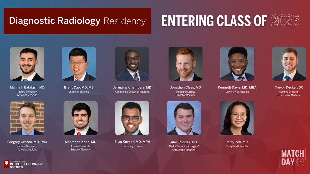 IURadiology's tweet image. Introducing our next DR residents #futureradres #Match2024