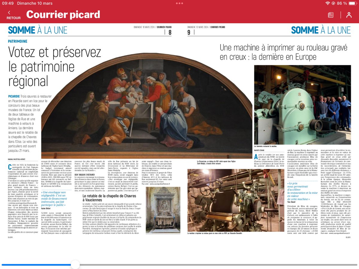 L'association Bleu de Cocagne, à Amiens, remet en valeur une rare machine à imprimer sur tissu.
Ci-dessous le lien pour voter : fin des votes le 21 mars. 
lnkd.in/gTsYHMpv
#patrimoineindustriel 
#hautsdefrance 
#textile #art