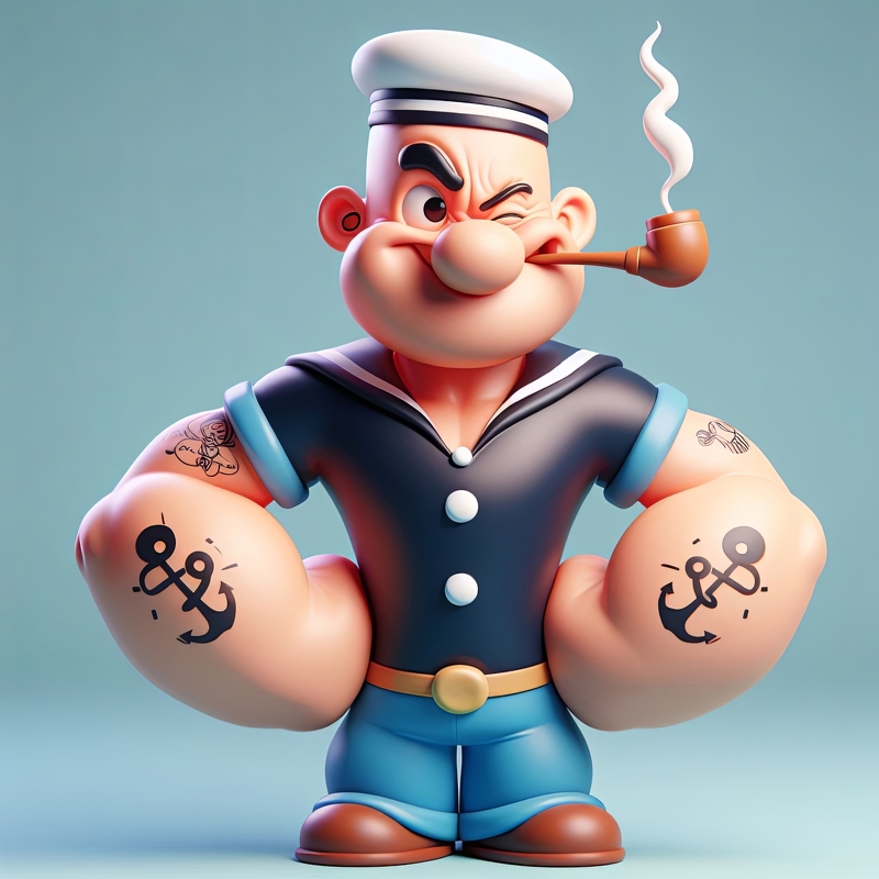 fusion35928's tweet image. #3Dillustration #anchortattoo #animationinspiration #BoldColors #cartooncharacter #characterdesign #charactertribute #charismaticcharacter #classiccartoons #DigitalArt #iconicfigure #modernrendition #Muscular #Nautical #navyoutfit #pipesmoking #Popeye

aifusionart.com/sailors-streng…