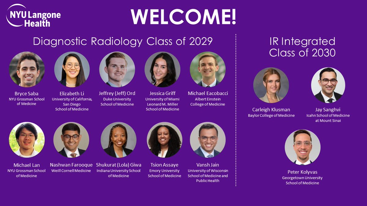 Congratulations to @NYUImaging's Diagnostic Radiology Class of 2029 and IR-Integrated Class of 2030! We are super excited to have you all join our family!! 🩺⚕️🥼 #MatchDay2024 #radres @nyuVIR #futureradres #Match2024 #Match #nyuradres