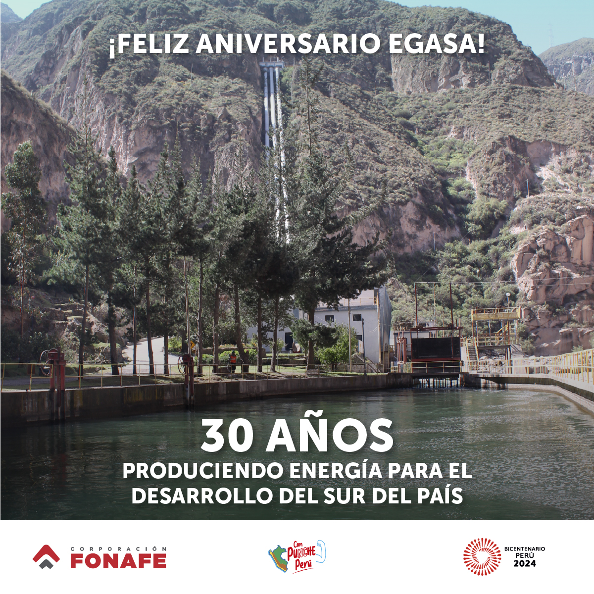 CorpFonafe's tweet photo. Saludamos al gran equipo humano de #Egasa al celebrar hoy 30 años de vida institucional. Felicitamos la importante labor que vienen desempeñando en beneficio del desarrollo del país, #dejandohuella de progreso y bienestar en Arequipa e Ica, regiones en donde opera. https://t.co/m8h2t7MBpu