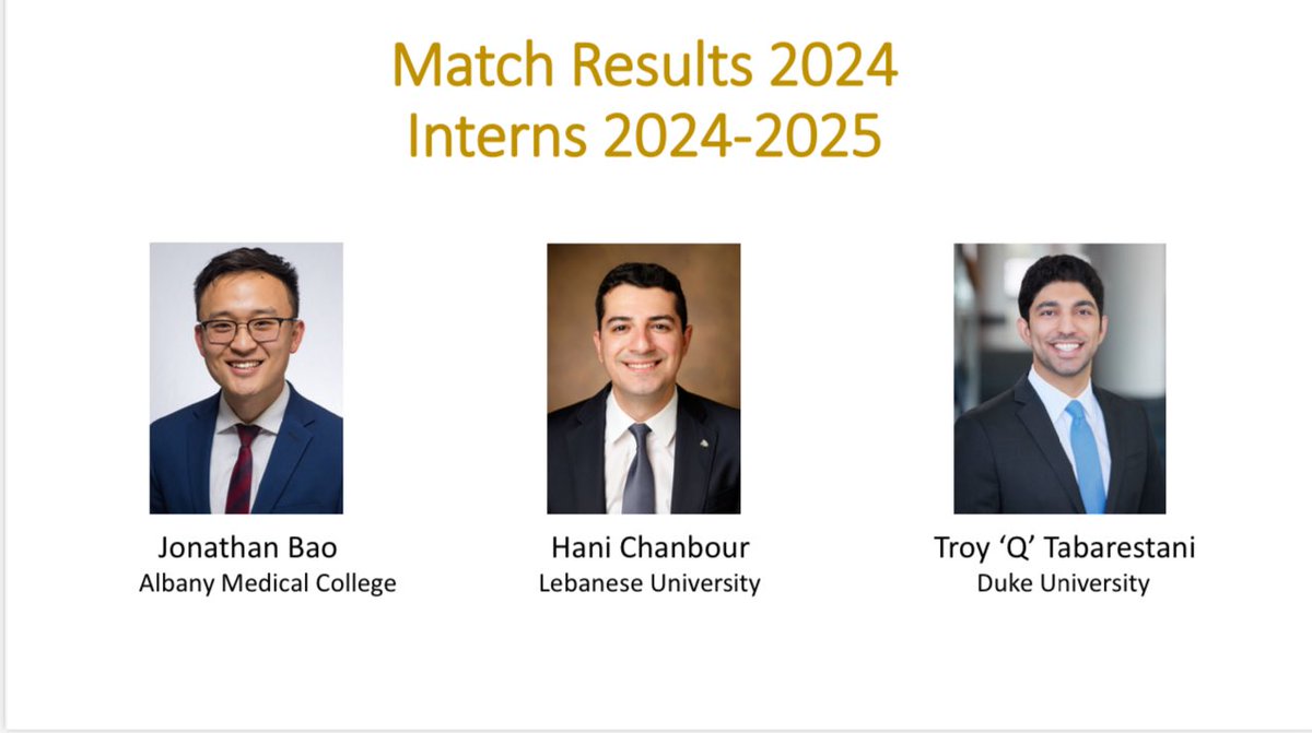 Congrats to <a href="/VUMC_Neurosurg/">VUMC Neurosurgery</a> incoming interns and everyone else who matched #nsgymatch! <a href="/HaniChanbour/">Hani Chanbour MD</a> <a href="/QTabarestani/">Troy Q Tabarestani</a> <a href="/itsjbao/">Jonathan Bao</a>